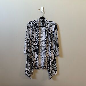 Frank Lyman designs black/white multi print open front cardigan